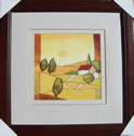 Kunstdruck - 
                            	Sommerlandschaft mit ein Paar Häuser und Bäumen, sowie gelbgoldenen Feldern - H/B 45cm/45cm