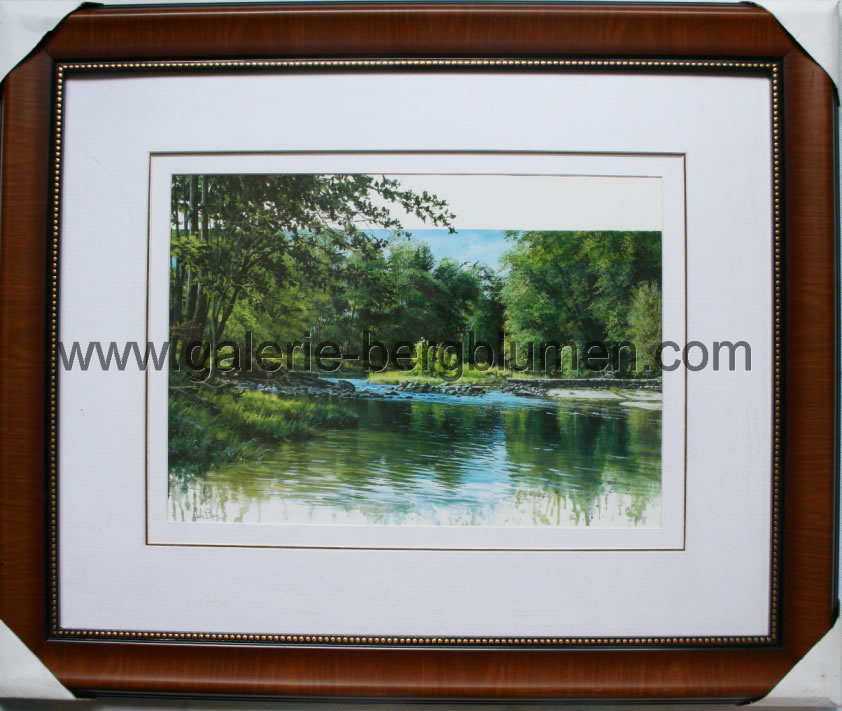 Kunstdruck - 
                                Sommerliche Waldlandschaft mit See - H/B 48cm/58cm