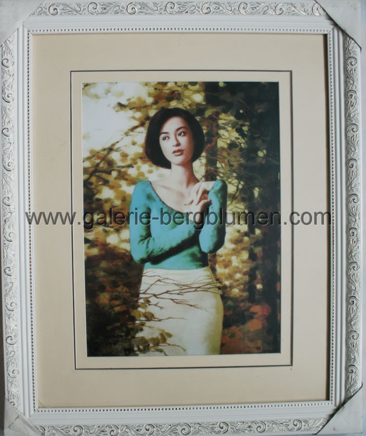 Kunstdruck - 
                                Junge Frau im Wald - H/B 57cm/47cm
