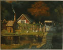 Gemälde - 
                            	Kleines Bauerngehöft am Waldrand - H/B 41cm/51cm
