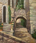 Gemälde - 
                            	Gassen und Treppen in alten Gemäuer - H/B 61cm/51cm