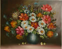 Gemälde - 
                            	Frühlingsstrauß in blauer Vase - H/B 40cm/50cm