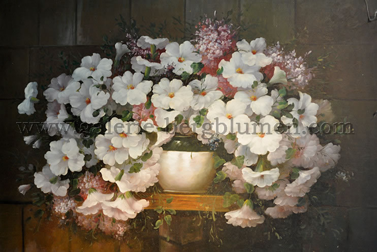 Gemälde - 
                                Weise Feldblumen in weiser Vase - H/B 60cm/90cm