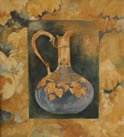 Gemälde - 
                            	Blaugoldene Amphora mit Weinblätter verziert Nr. 1 - H/B 47cm/43cm